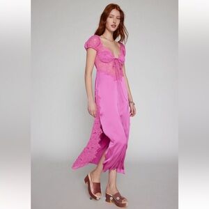 For Love & Lemons Casey Lace-Inset
Midi Dress